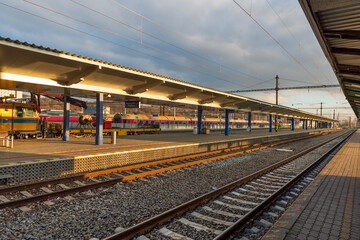 Tracks and platforms of Kosice Railway station, eastern Slovakia