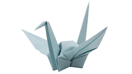 Light blue origami crane PNG isolated on transparent background, folded paper bird for peace and handmade decoration