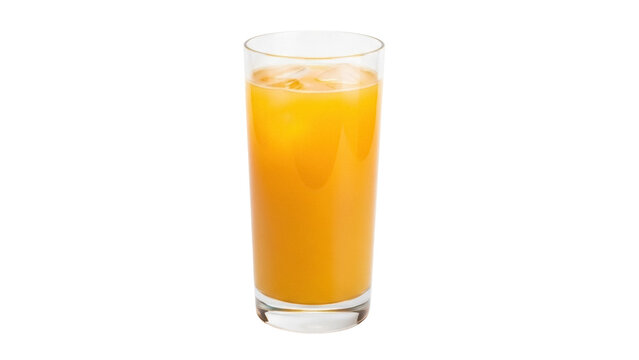 Refreshing orange juice with ice in a glass isolated PNG, healthy drink for breakfast and summer refreshment on transparent background