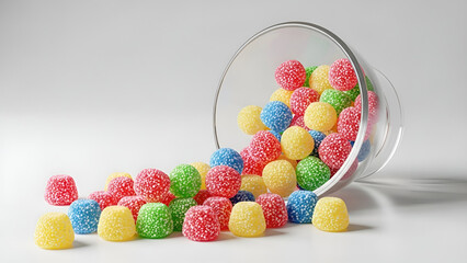 Colorful jelly beans spilling from jar