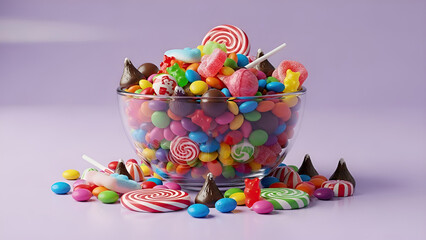 Colorful Candy in Glass Bowl with Sweets and Treats