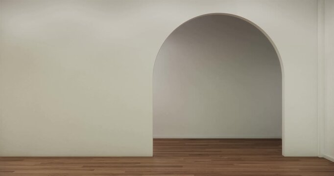 Empty Mock up living room, minimal style with wooden details background 3D illustration rendering