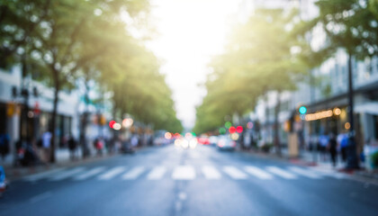 Fototapeta premium ソフトフォーカスの画像 ぼやけた都会のオフィス・繁華街の風景 