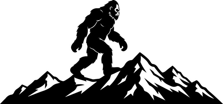 Mountain Bigfoot Silhouette Illustration
