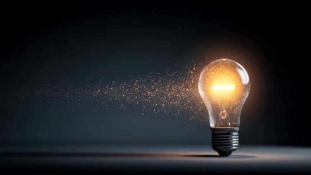 A highquality photo of a single light bulb emitting a radiant glow against a pitchblack background Binary data flowing from a light bulb indicating a digital idea