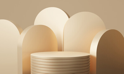 Mockup scene stand product empty space golden podium premium luxury cosmetic showcase Advertising composition presentation pedestal abstract studio design background. 3d rendering