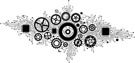 Obraz premium AI Business Technology Concept with Human Brain and Digital Network black vectors