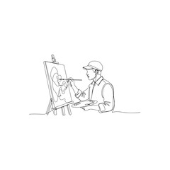 Artist at work isolated on transparent background