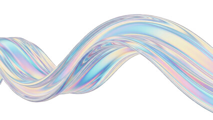 Iridescent Swirl Wave Abstract Background, Holographic Fluid Flow, Pastel Colors