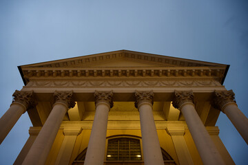 Evangelische Stadtkirche Karlsruhe Protestant Town Church Illuminated Neo-Classical Facade with Corinthian Columns