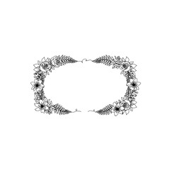 Floral border frame isolated on transparent background