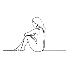 Silhouette of a woman sitting isolated on transparent background