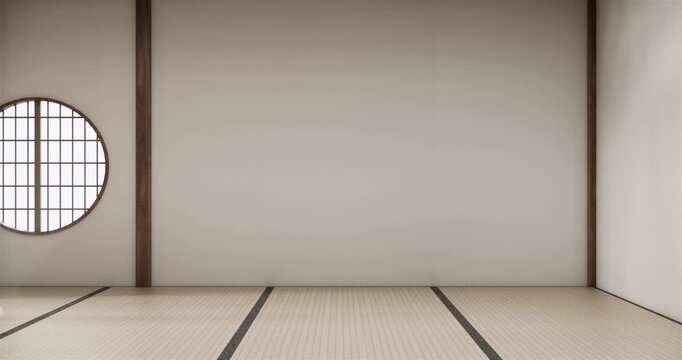 Empty Mock up living room, minimal style with wooden details background 3D illustration rendering