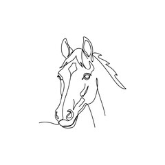 Horse head line art isolated on transparent background