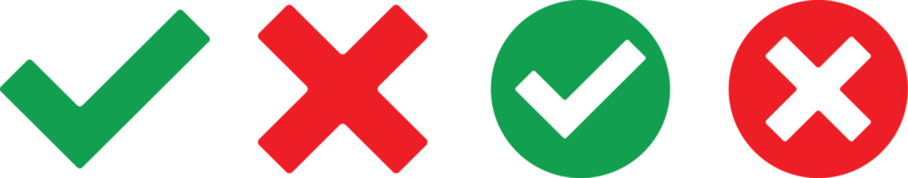 A series of green check marks and red x marks in a row