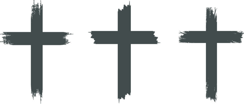 Cross clipart black and white, ash cross, grunge christian cross for Ash Wednesday card, poster, banner, post, wishes, church clipart, lent, ashes, religious cross isolated on white background