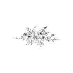 Floral line art isolated on transparent background