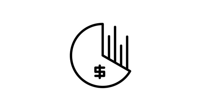 Animated financial analysis chart icon with dollar sign and bar graph elements for market report concept