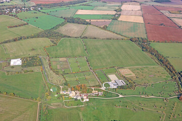 Aerial view of the fields in Wiltshire	