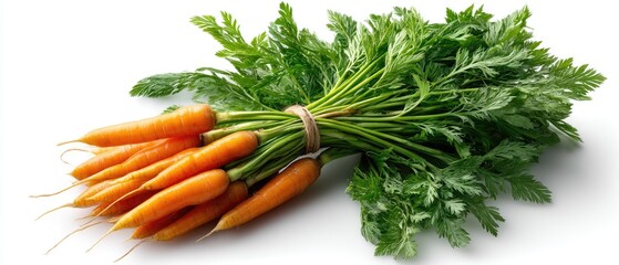 Fresh carrots isolated on white background with clipping path captured in high definition to highlight natural features of the vegetable