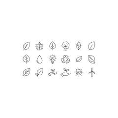 Sustainability and nature icons isolated on transparent background