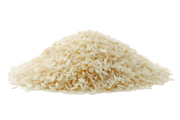 Pile of uncooked white rice isolated on transparent background. Pile of uncooked white rice grains isolated on white background.