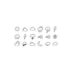 Weather icons collection isolated on transparent background