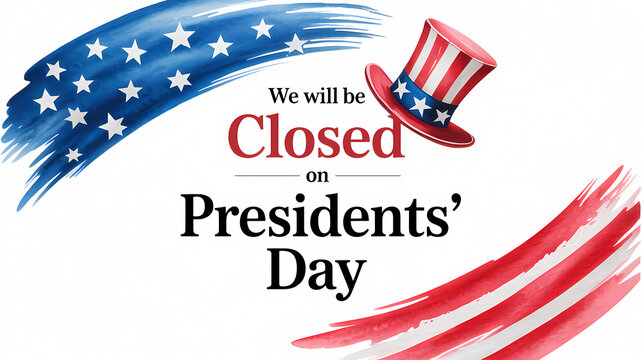 we will be closed on presidents&rsquo; day elegant patriotic business announcement design