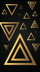 Golden triangles on black background