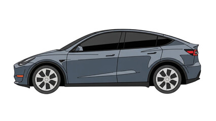Fototapeta premium A gray SUV vehicle parked on a plain white background viewed from the side