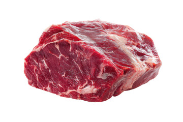 Raw beef roast isolated on transparent background. Raw marbled beef chuck roast ready for delicious cooking and grilling isolated on white background.