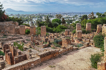 Carthage, with its famous ancient ruins near the capital Tunis,Tunisia, listed by UNESCO.The ruins...