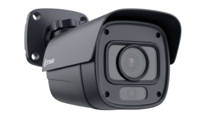 Dark blue security camera PNG isolated on transparent background, surveillance equipment for home safety and crime prevention