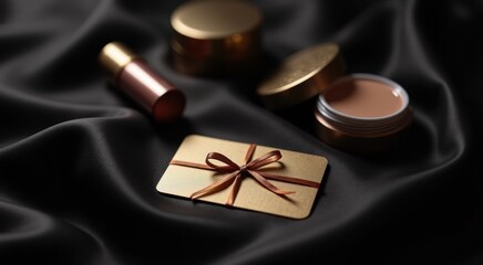 Small gift card with a bow and a small jar of cream