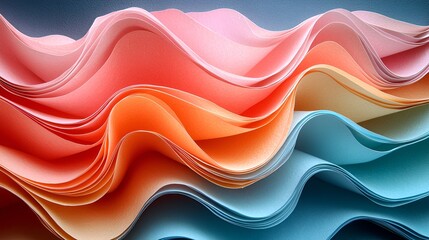 Abstract wavy pastel paper layers.