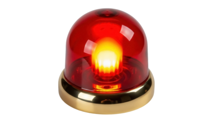 Bright red emergency light PNG isolated on transparent background, warning beacon for safety and urgent situations