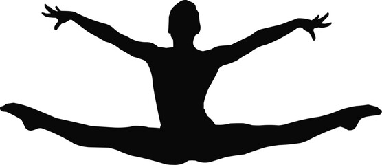 Fototapeta premium Vector illustration of Gymnast split silhouette
