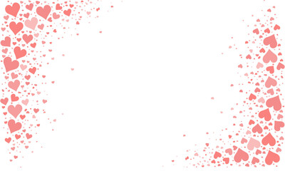 PNG image of Lovely scattering of assorted pink hearts clustered in the upper and lower corners on transparent background © rehena