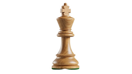 Wooden chess king piece isolated PNG, traditional game strategy element for board games and intellectual pursuits on transparent background