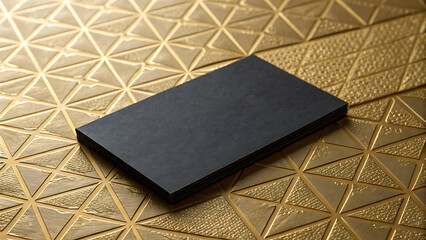 Black card on golden geometric background