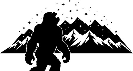 Mysterious Bigfoot Walking Through Rocky Mountain Peaks