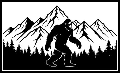 Mysterious Bigfoot Walking Through Rocky Mountain Peaks