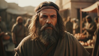 Micah: A Cinematic Close-Up of Righteous Determination in Ancient Marketplace