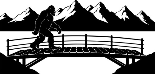 Mysterious Bigfoot Walking Through Rocky Mountain Peaks