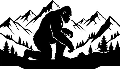 Mysterious Bigfoot Walking Through Rocky Mountain Peaks