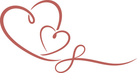 Interconnected red hearts on white background