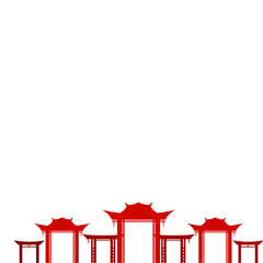 Red Chinese Gate Silhouette Illustration