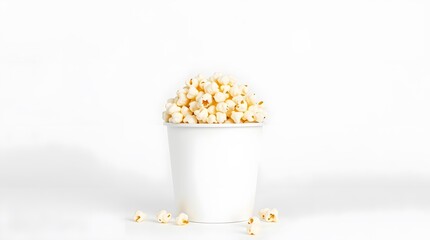 blank white popcorn cup mockup isolated on white background studio shot