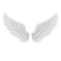 Fototapeta premium White angel wings spread isolated on transparent background