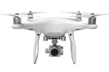 A flying drone isolated on transparency background
